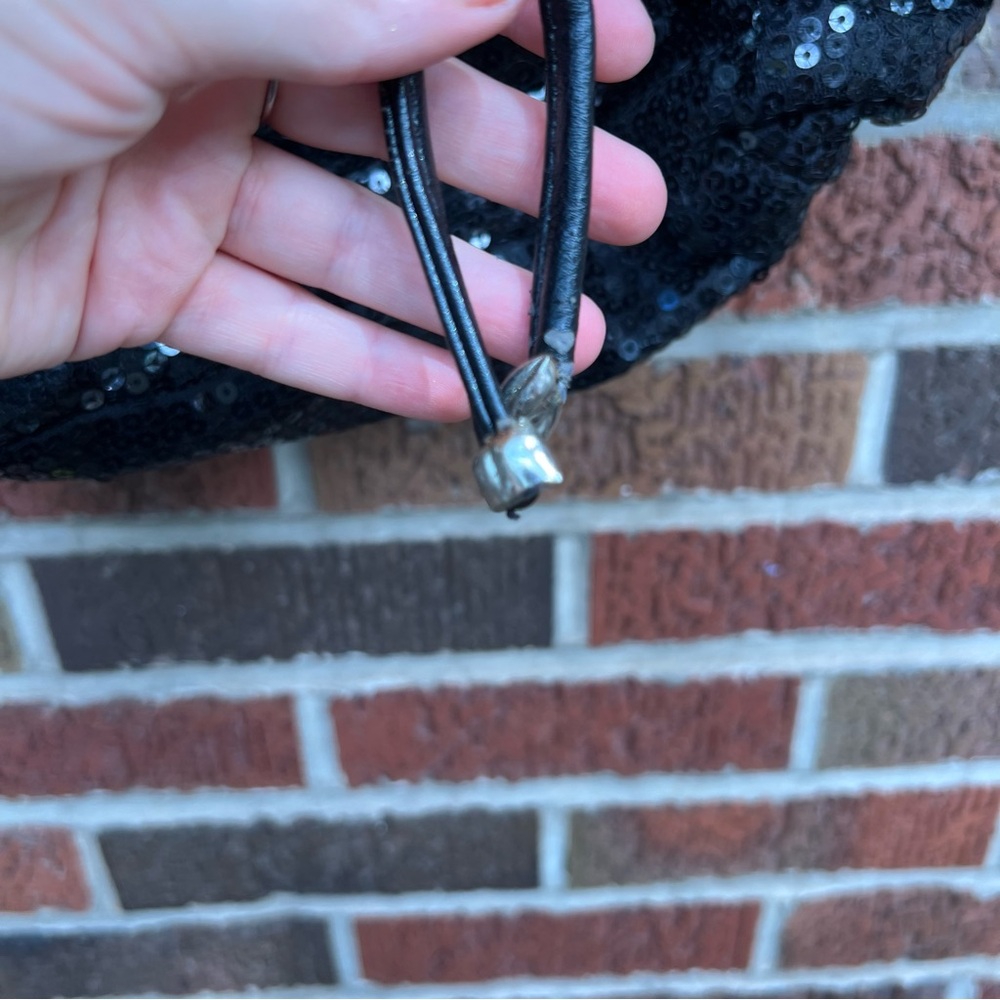 Black Clear Sequin Knapsack Backpack - image 7